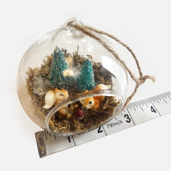 Handmade Winter Woodland Squirrel Ornament – Hanging Glass Globe Decor - Picture 6 of 9